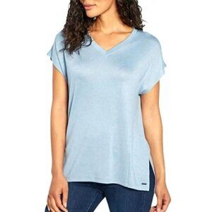 NWT Orvis Women's Short Sleeve V-Neck Tunic Knit Top Size XXL - Blue